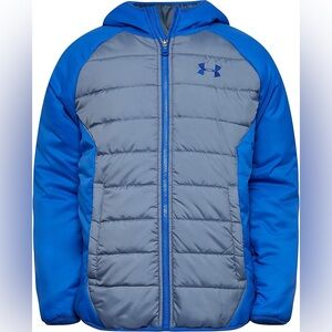 Under Armour Boys Pronto Hooded Puffer Jacket | Boy’s S | Gray/Blue